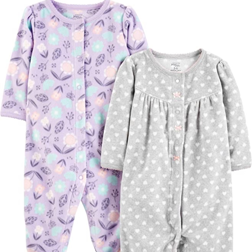 1 Simple Joys by Carter's Baby Girls' Fleece Footed Sleep and Play Footies